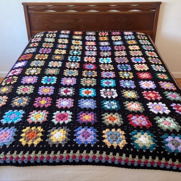 Large Vibrant Crocheted Blanket - Picture 3 of 3